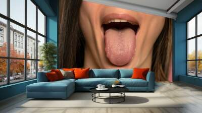 Front view of a woman tongue Wall mural