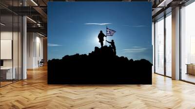 Two soldiers raise the Greek flag Wall mural