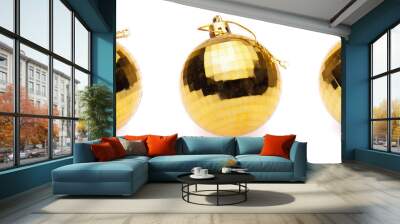 yellow christmas balls on white background Wall mural