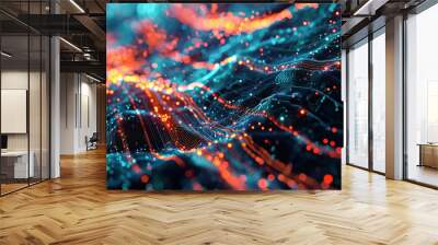 Abstract web network texture. Waves of network. Wall mural