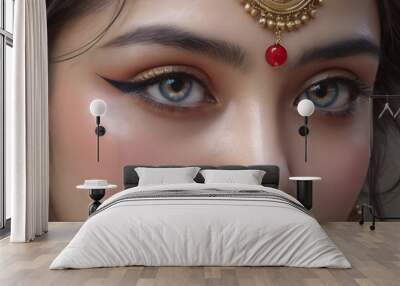 An image of the annual Great Rath Yatra. Indian girl in traditional jewelry Wall mural