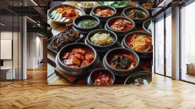 Asian cuisine. South Korean food on the street. a variety of Asian cuisine Wall mural