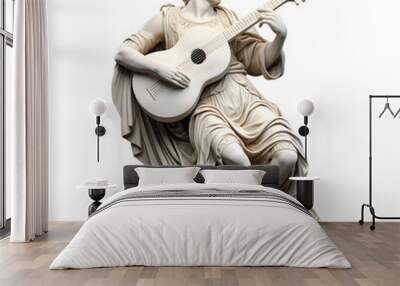 Bard, musician playing on acoustig guitar. Ancient marble greek sculpture. Isolated on white or transparent background, png Wall mural