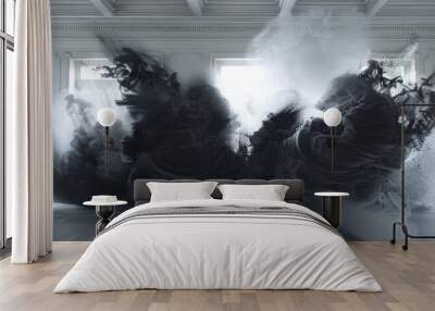 blowing black powder Wall mural