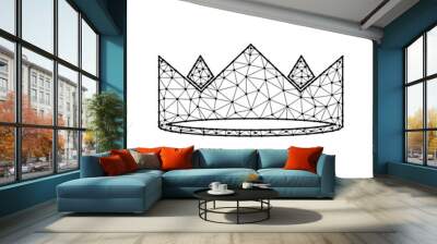 Crown polygonal vector illustration isolated on white background. Royal, king and queen symbol in abstract style Wall mural