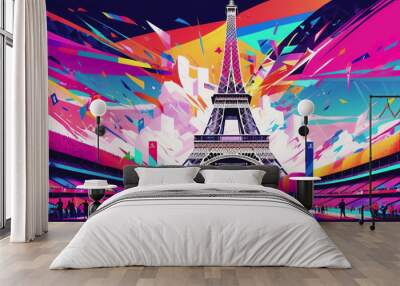 eiffel tower city olympic games in Paris Wall mural