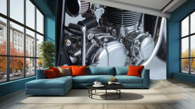 Engine for bike on white background Wall mural