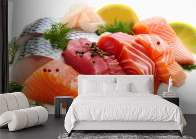 fish meat on white background Wall mural