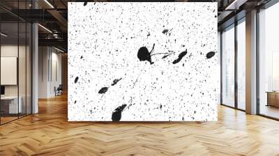 Blots and smudges of black paint on a white background Wall mural