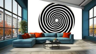 black and white hypnotic whirlpool shape Wall mural