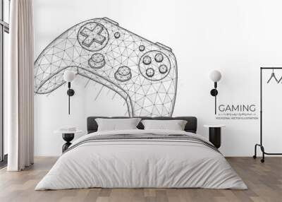 Gaming concept. Joystick for video games low poly design. Polygonal vector illustration of a game controller on a white background. Wall mural