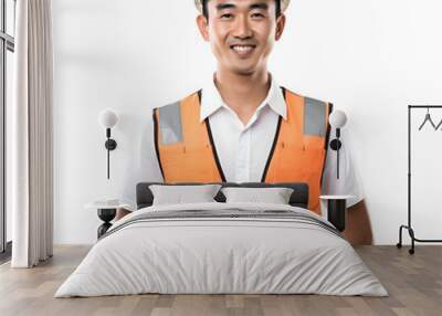 Handsome smiling asian american contractor. Builder Isolated on transparent background	
 Wall mural