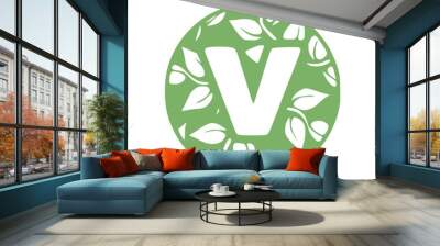 Letter v natural hand drawn monogram initials Wall mural