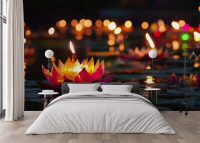 Loi Krathong in Thailand. a holiday in Thailand Wall mural