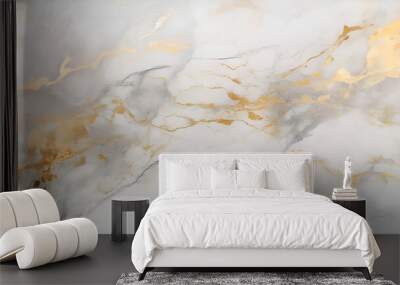 Marble granite white with gold texture. Background wall surface black pattern graphic abstract light elegant gray floor ceramic counter texture stone slab smooth tile silver natural Generative Ai Wall mural