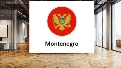 Montenegro flag round flat icon, european country vector illustration Wall mural