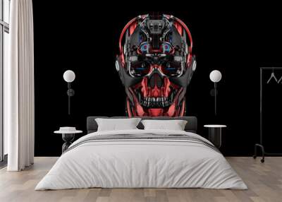 Cyber skull in front 3d rendering Wall mural