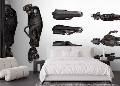 Futuristic replacement arm parts prosthesis, 3d rendering  Wall mural