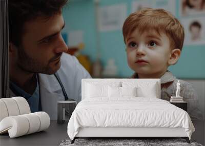 Pediatrician's Day. a pediatrician. a child in a doctor's uniform. The children are at the doctor's office Wall mural