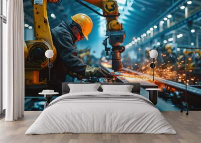 Robotization in a factory. Wall mural