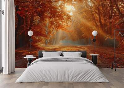 The day of the autumnal equinox. symbolizing the balance of the day on the day of the autumnal equinox Wall mural