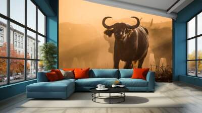 Wonderful portrait of Kenya buffalo. Tsavo West National Park. Kenya Wall mural