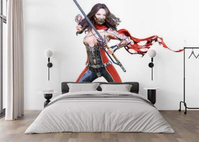 3D japanese assassin woman render. Wall mural