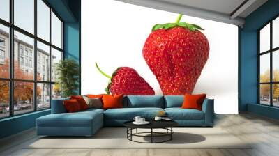 Small and big strawberry isolated on white background Wall mural