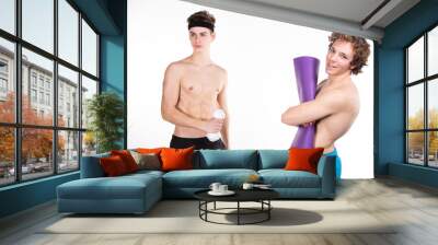 Sport and healthy lifestyle. Two attractive guys. Wall mural