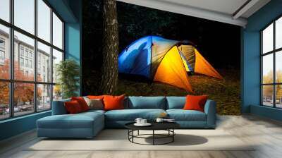 Tent illuminated from the inside Wall mural