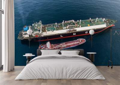 mooring to the lng-tanker of the ship for fuel bunkering. Wall mural