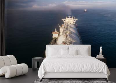 top view of a large lng tanker and a tanker standing side by side. Wall mural