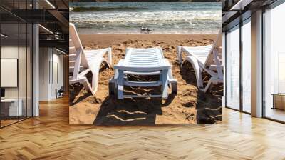 Chairs on the beach Wall mural