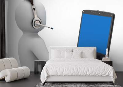 3d person with headsets and notebook Wall mural