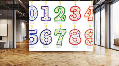 birthday candles number set isolated on white background Wall mural