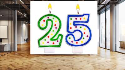 birthday candles number twenty five isolated on white background Wall mural