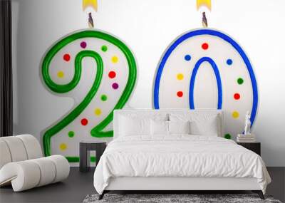 birthday candles number twenty isolated on white background Wall mural