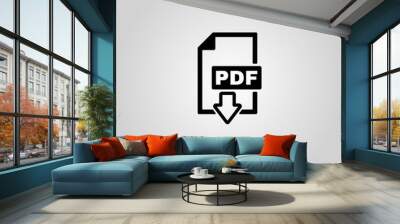 Text file icon. Pdf file symbol. Flat design. Stock - Vector illustration. Wall mural