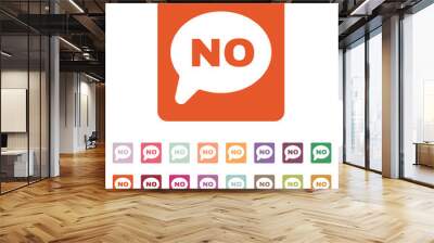 The NO speech bubble icon. Social network and web communicate symbol. Flat Wall mural