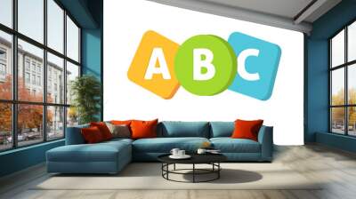 Abc english letters logo or learning school courses icon for kids or child language classes vector flat cartoon illustration, speaking or vocabulary studying symbol in fun modern game style design Wall mural