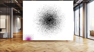 Grunge spray grain stipple brush radial texture vector, concept of grainy circle effect transparent and isolated on white clipart Wall mural