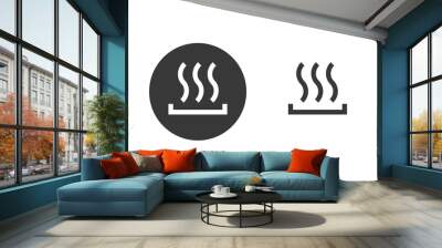 Heat preheat icon vector, simple heating thermal arrows pictogram black button graphic, heated ui line outline art clipart illustration element design circle label badge info sign, heater warm up Wall mural