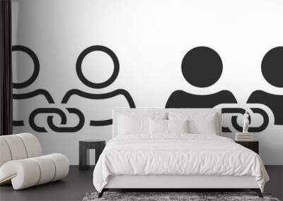 Linked people chain icon vector simple graphic set, two user person private link connection pictogram sign symbol line stroke logo, simple 2 customer relationship ui element image clip art
 Wall mural