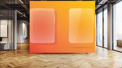 Matte and transparent frosted glass effect interface design element vector modern illustration graphic, screen panel mockup 3d ui window for copy space text with shadow yellow orange image clipart Wall mural