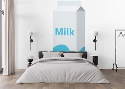 Milk carton box package vector illustration packet flat style isolated on white background, dairy paper pack icon container graphic clipart Wall mural