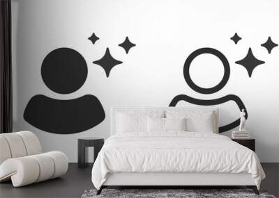 Person human enhance icon vector graphic simple pictogram, new clean user symbol set glyph line outline art, improve augment talent capability, boost magic upgrade potential, mental physical develop Wall mural