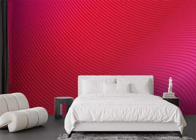 Pink wave lines vivid background gradient 3d flow vector image, red wavy beauty energy power glow valentine day layout frame design, smooth curve swirl abstract hair style fashion banner template Wall mural