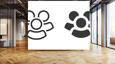 Three people group set vector icon pictogram or persons community union symbol black and white line outline art stroke editable shape silhouette image Wall mural