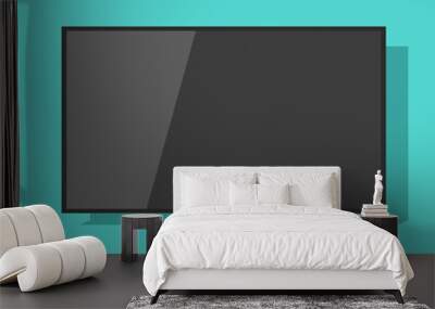 TV screen vector illustration isolated on green color background, black flat lcd television display or monitor Wall mural