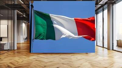 a flag of Italy in the wind, blue sky Wall mural